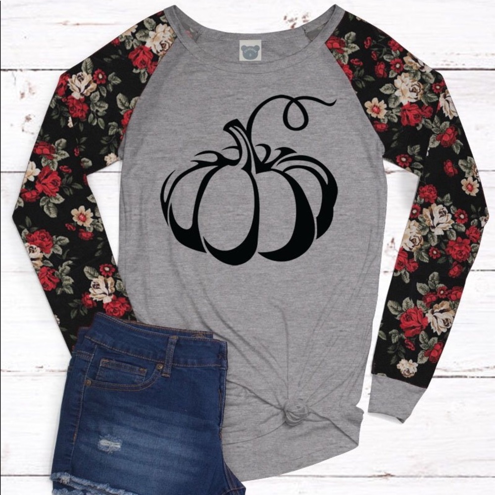 Pumpkin Floral Top